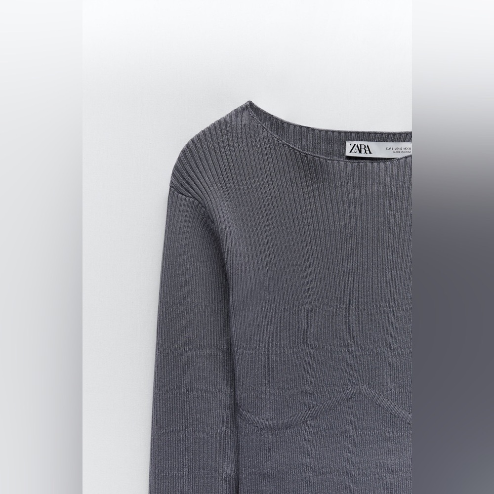 Zara Gray Ribbed Sweater - Picture 4 of 8